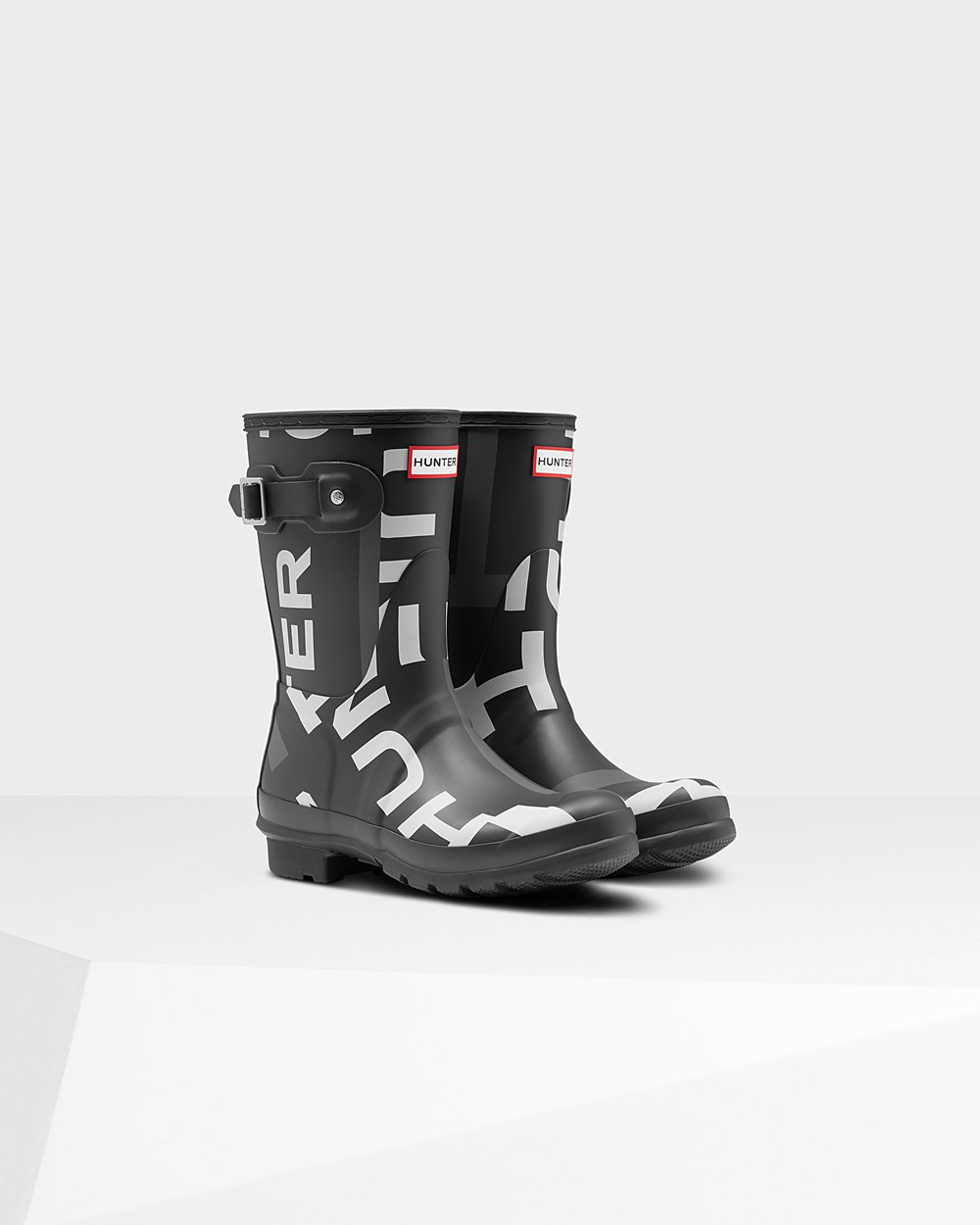 Women Hunter Original Exploded Logo | Short Rain Boots Black | NZ-41753-GZYP